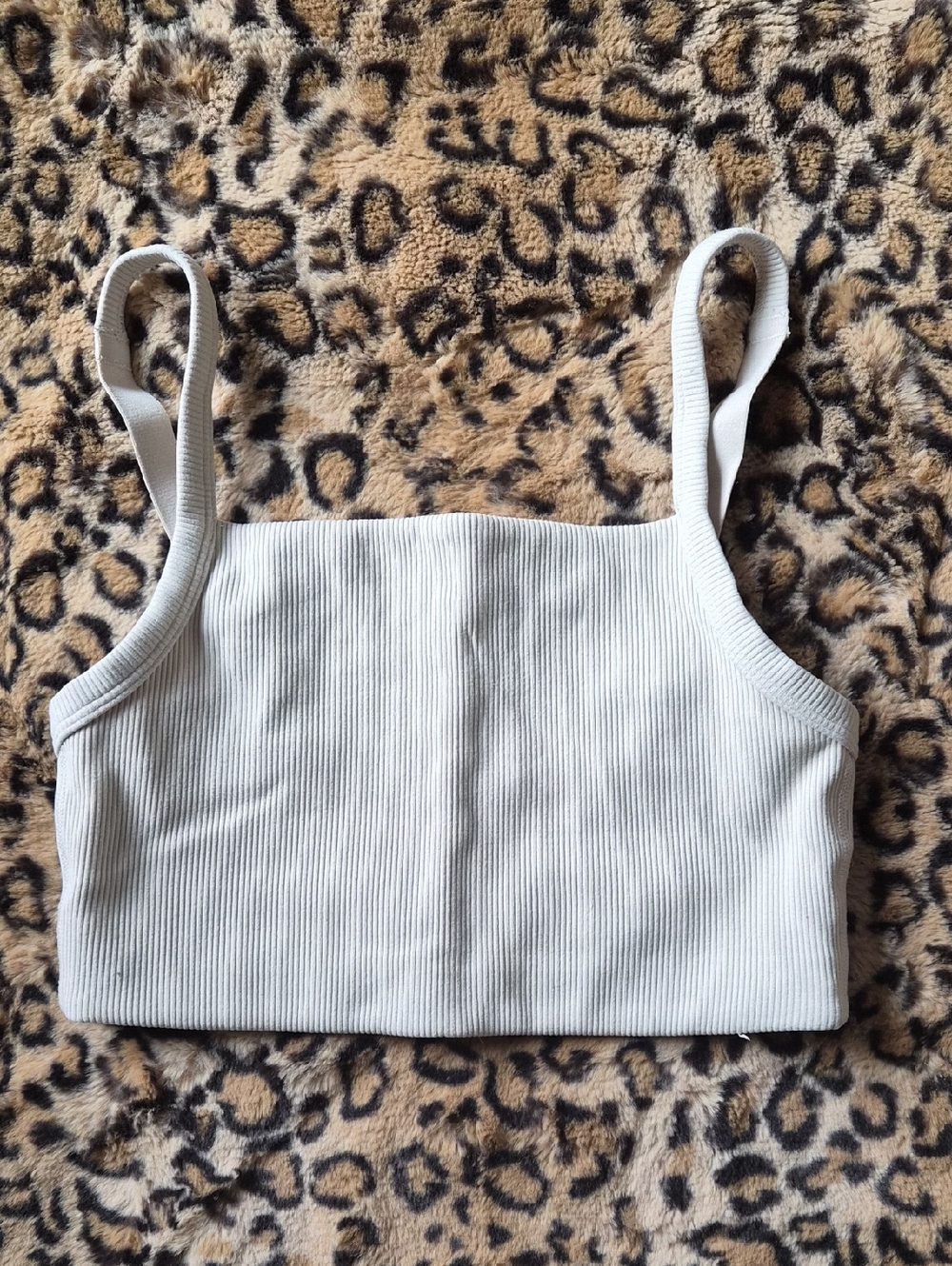aerie Ribbed Square-Neck Crop Tank - Light Cream